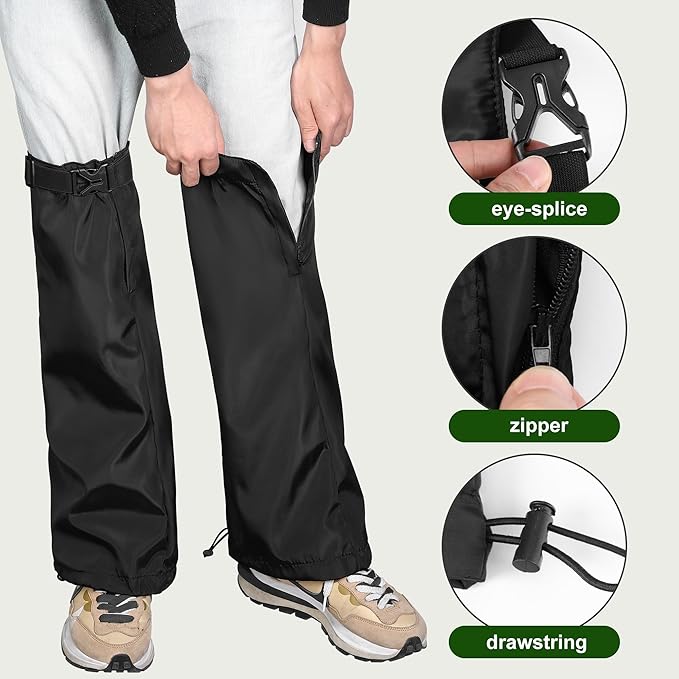 Adnee 2 PCS Lawn Care Leg Gaiters-Weed Eating Leg Protectors-Garden Trimming Leg Chaps-Adjustable Leg Guards for Garden and Farm Working, Black