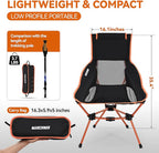 MARCHWAY Lightweight Folding High Back Camping Chair with Head Support, Stable Portable Compact for Outdoor Camp, Travel, Beach, Picnic, Festival, Hiking, Backpacking (Highback Orange)