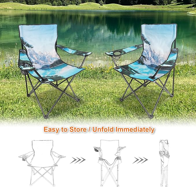 Northroad Camping Chair Portable Camp Chair, Folding Lawn Chair with Cup Holder for Outdoor Camping, Hiking, Travel, Patio, Beach, Picnics