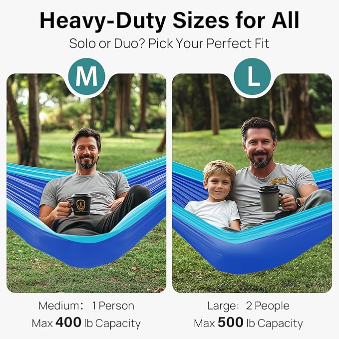 Kootek Camping Hammock, Portable Hammocks with Tree Straps & Attached Carry Bag, Camping Essentials Gear, Perfect for Outside Indoor Hiking Beach Backpack Travel