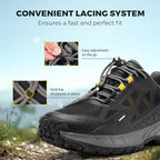 FitVille Men Waterproof Hiking Shoes Extra Wide Walking Shoes Slip-Resistant Trekking Trainers All-Terrain Quick Lace Sneakers for Travel, Camping, Running