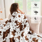 Cow Print Heated Electric Blanket Full Size,72X84 Brown Heating Blanket with 10 Heats Levels & 8 Hours Auto Off,Highland Cow Decor Fleece Sherpa Blankets Warmer Gifts for Women Adults,Washable,ETL