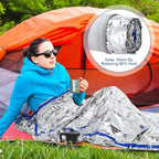 Qunclay 12 Set Emergency Sleeping Bag Survival Bivvy Sack Blanket with Whistles Lightweight Portable Thermal Survival Bag Thick Tent with Hood Extension Nylon Stuff Sack