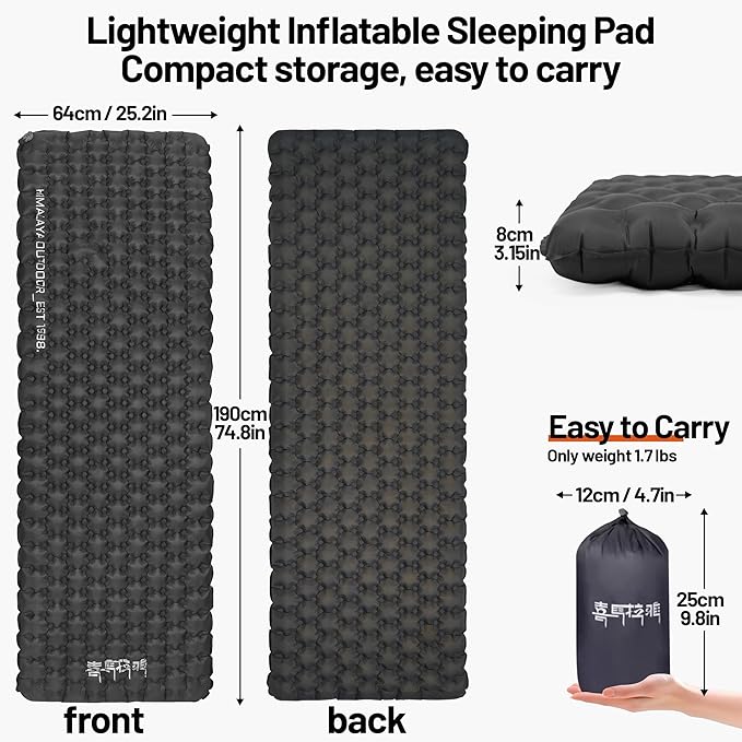 Ultralight Insulated Sleeping Pad, 5.4 R-Value, 3.2in Thickened, Withstand -20°C (-4°F), 7-Layers, Lightweight Waterproof Compact Camping Air Mattress Pad Backpacking Sleep Pad for Hiking Camping