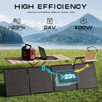 MARBERO 100W Portable Solar Panel 100 Watt 20V Foldable Solar Panel Charger for Power Station QC3.0 USB & DC Output >23% High Efficiency IP68 Waterproof for Camping Outdoor Home RV Blackout Cloudy