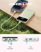 Charmast Portable Charger with Built in Cables, Power Bank with Cords Wires, Slim 10000mAh Travel Battery Pack 6 Outputs 3 Inputs 3A Fast Charging for Samsung Google Pixel LG Moto iPhone iPad
