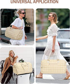 Duffle Bag for Travel, Weekender Bag with Shoe Compartment, Carry On Overnight Bag for Women with Toiletry Bag, Gym Bag with Wet Pocket, Hospital Bags for Labor and Delivery Beige
