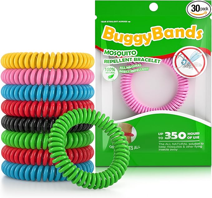 30 Pack Mosquito Repellent Bracelets, DEET-Free Waterproof Bands, Individually Wrapped