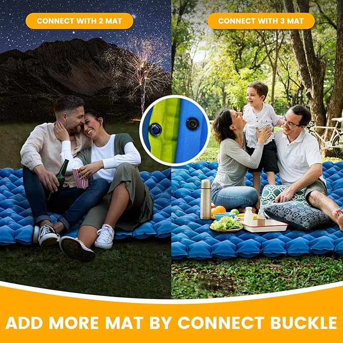 Sleeping Pad, Compact Sleeping Pad for Camping with Pillow Built-in Foot Pump, Inflatable Sleeping Mat for Travel Backpacking Hiking Sleeping Bag Tent, Outdoor Adventure Camp Gear