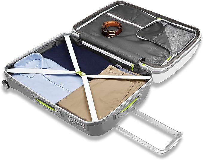 Samsonite Freeform 2-Piece Luggage Set - Carry-On & Large Checked Luggage with Dual Spinner Wheels - Durable Polypropylene Hardshell - TSA Lock, Airline-Approved - Expandable Hard Shell - White/Grey