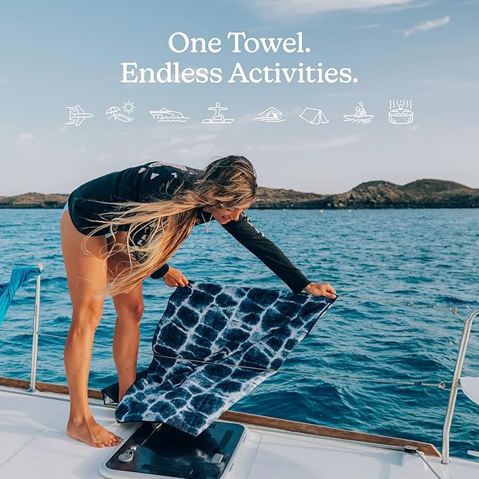Nomadix Original Towel - Perfect for Beach, Pool, Travel, Camping, Yoga - Made with Recycled Materials - Super Absorbent - Sand Resistant- Aqua Blue - 72.5x30