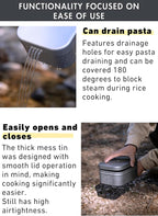 CAMPINGMOON Mess Tin 1.3L Aluminium Camping Cookware Extreme Thick Black H-2013