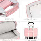 Lacdo 360° Protective Laptop Shoulder Bag for 15 inch MacBook Air M5/A3448 (2026), M4 A3241 2025, M3 A3114, M2 A2941 2024-2023, 15 inch MacBook Pro A1990 A1707, Dell XPS 15 Computer Case Bag, Pink