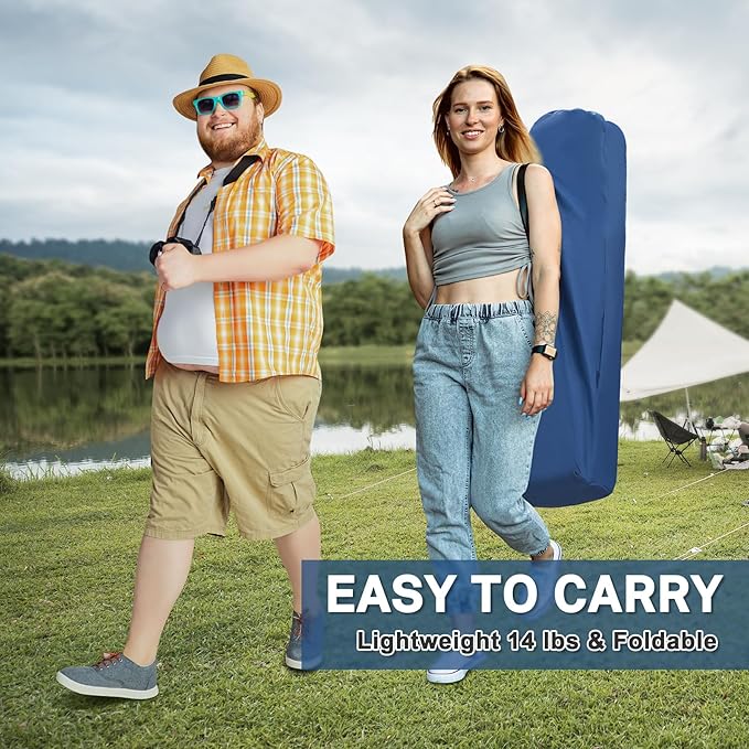 MENOLY Oversized Folding Camping Chair, 500lbs Support Max with Cooler Bag, Multiple Side Pockets & Cup Holder, Heavy Duty Camping Chairs for Adults for Camping, Beach, Fishing