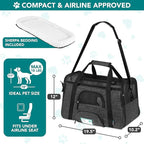 PetAmi Airline Approved Pet Carrier for Cats & Small Dogs, Soft Sided TSA Travel Carrier Bag with Sherpa Bed, Breathable Mesh Ventilation, Collapsible Bowl, Up to 18 lbs, Large Heather Dark Gray