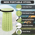 ALEVMOOM Upgraded Collapsible Stool with Thickened Cushion 18.1",600Lbs Max Weight Wider & Taller Pop Up Stool, Heavy Duty Portable Retractable Folding Chair or Travel Foot Rest for Camping & Outdoors