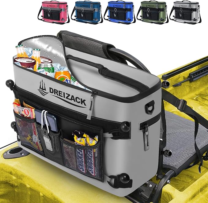 Dreizack Kayak Cooler Behind Seat, Waterproof Cooler for Kayaking,Paddle Board Cooler Compatible with Lawn-Chair Seat Kayak Accessories Cooler Bag Kayak Cooler Tow Behind for Camping Fishing