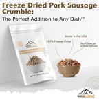MOUNTAIN ESSENTIALS Freeze-Dried Pork Sausage Crumble – Fully Cooked & Ready to Eat | Traditional Flavor | Premium Quality Everyday Meals, Camping & Emergency Survival Food | 10 Servings | Made in USA | 7-Year Shelf Life