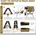 MARCHWAY Lightweight Folding Camping Chair, Portable Foldable Compact for Outdoor Camp, Travel, Beach, Picnic, Festival, Hiking, Backpacking, Supports 330Lbs (Khaki)