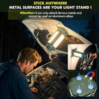 Portable Camping Light with Stand 67'' Rechargeable Work Light - 6500Lumen, 20000mAh Battery, 2700K-6000K Dimmable Emergency Flashlight with Magnetic Base for Camping, Garage, Power Outages
