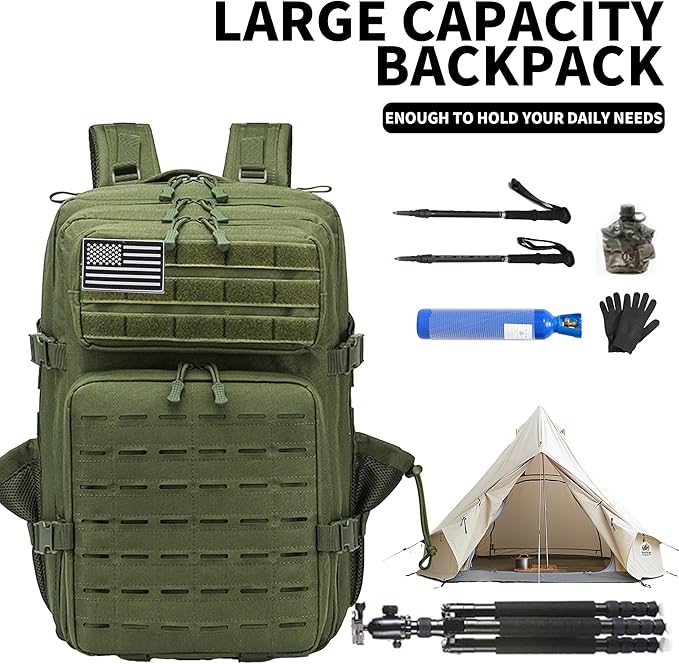 Military Tactical Backpack 45L/25L 3 Day Assault Pack Molle Daypack Hiking Backpack for Men and Women