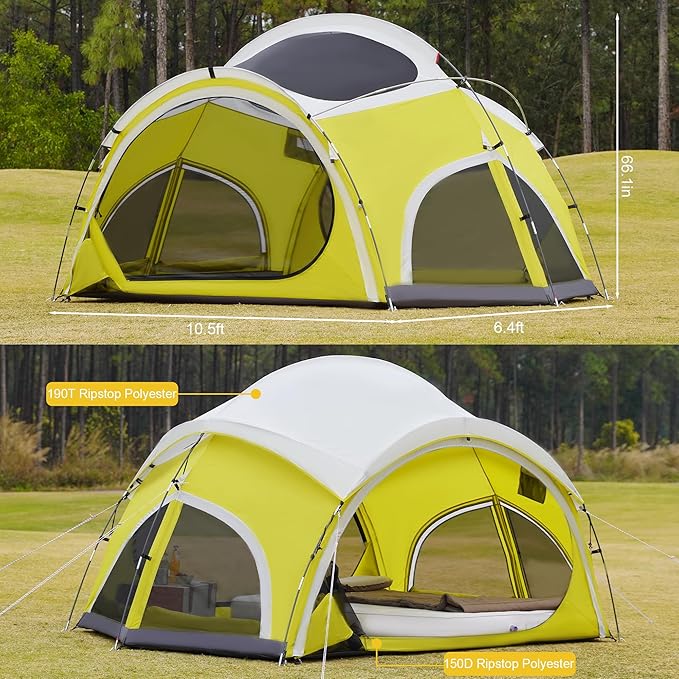 Vidalido 3-4 Person Camping Tent with 2 Large Mesh Door 4 Mesh Window Family Tents, Double Layer Waterproof Portable Easy Setup Camp Tent, Canvas Dome Tents for Camping Outdoor Hiking and Backpacking