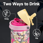 24 oz Halloween Insulated Water Bottle: Meoky Stainless Steel Water Bottle with Straw and Spout Lid - Leak Proof, Cold for 24 Hours, Fits in Car Cup Holder, Halloween Gifts for Women Men, Jolly Bones