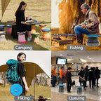 Upgraded XXL Collapsible Stool with Cushion,19.7"H-11.8"D Telescoping Folding Stool for Adults,More Sturdy Portable Camping Stools with Load Capacity 1000lbs for Outdoor,Garden,Fishing,Hiking