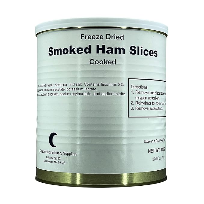 Freeze Dried Cooked Smoked Ham Slices , Jarred and Packed Emergency Food Supply | Hunting, Survival, Camping, Backpacking Long Term Food Storage 25+ years shelf life | Easy Prep Survival Food 10 Size Cans (Smoked Ham Slices)
