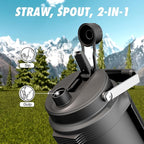 64 oz Insulated Water Bottle for Gym: 2-in-1 Straw Spout Lid, Dual Handle, Leakproof, Keep Cold 36H, Half Gallon Stainless Steel Water Jug for Travel, Hiking, Cycling, Park, Workout, Picnic (Midnight)