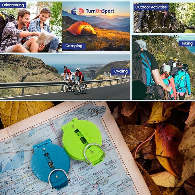 TurnOnSport Lensatic Compass - Hiking & Camping Navigation - Orienteering & Map Reading - Boy Scout & Professional Field Compass