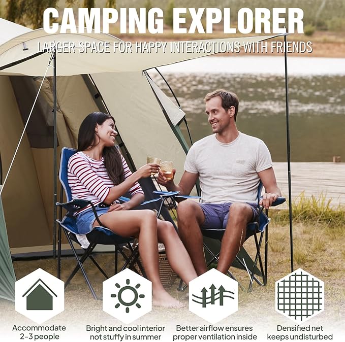 Chihee Camping Tent 2-3 Person Pop Up with Hydraulic Structure Family Tents Waterproof Windproof Outdoor Shelter Travelling Spacious One-Room Layout Quick Setup Durable Fiberglass & Aluminum Frame