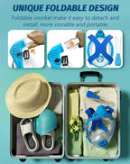 Full Face Snorkel Mask- Snorkeling Gear for Adults with Safe Dry Top Breathing System, Latest Foldable Panoramic View Snorkeling Mask for Men and Women, Anti Fog Anti Leak