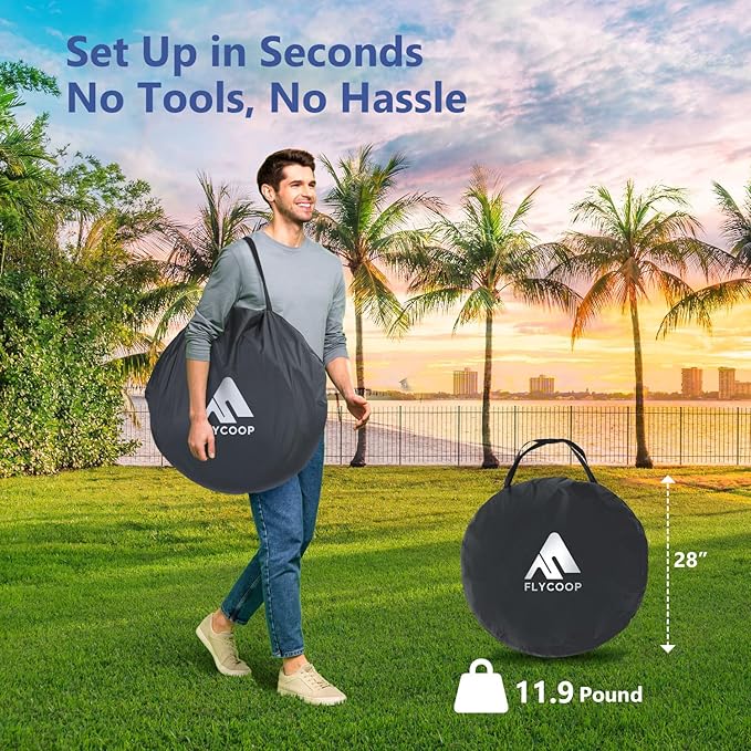 Sports Tent: Flycoop Portable Weather Pop Up Pod 1 Person to Provide Shelter from Wind Rain and Cold Weather Shelter for Outdoor Activities, Sports Events, Camping and Hiking
