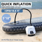 CYCPLUS 20PSI High Pressure Smart SUP Air Pump, Rechargeable Battery-Powered, Intelligent Dual Stage Inflation & Deflation, Auto-Off Air Pump for Stand Up Paddle Boards,Surfing Kite, Tent, Mattress