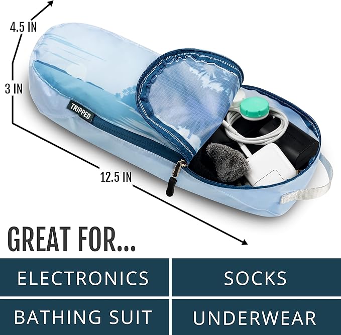 Large Compression Packing Cubes for Travel-Packing Cube Luggage Organizers 7 Piece Set for Checked Luggage-Ultralight, Expandable/Compression Bags by TRIPPED Travel Gear (Landscape)