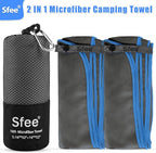 Sfee 2 Pack Microfiber Travel Towel, Quick Dry Towel Camping Towel Beach Towel Super Absorbent Compact Lightweight Sports Gym Towels Set for Beach, Gym, Hiking, Pool, Backpacking, Bath, Yoga