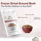 MOUNTAIN ESSENTIALS Freeze-Dried Ground Beef – Pre-Cooked and Ready-to-Eat Hamburger Meat | Everyday Meal Prep, Emergency Food Supply, Camping and Survival Food | 10 Servings per Pouch | Made in USA | 7-Year Shelf Life | Pack of 1