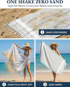 LANE LINEN Beach Towels 6 Pack, Oversized Beach Towel, Lightweight Beach Essentials for Women, Large Pool Towel, Absorbent & Quick Dry, Sand Free Beach Towel, 39"x71" - Nautical Color