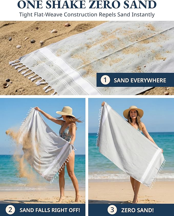 LANE LINEN Large Pool Towels, XL Beach Towel, Pre-Washed, No Shrink, Quick Dry Oversized Beach Towels, Stylish Beach Towel for Women, Sand Free Towel, 39"x71" - Grey