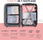 Large Packing Cube Set with See Through Mesh- Compression Packing Cubes Travel Organizers by TRIPPED Travel Gear (Dusty Rose)