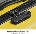 24 Inch Kid Ride Suitcase, Kid Luggage Seat Ride With Lock - Kids Travel Trolley With Safety Belt, Kids Luggage With Wheels Child Stroller Spinner Luggages, ABS+PC (Yellow, 6-12 Years)