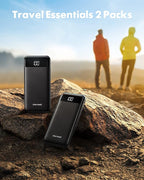 2 Packs Portable Chargers with Built in Cables, 2PCS Slim 10000mAh Travel Essentials Battery Pack 6 Outputs 3A Power Banks for iPhone Samsung Pixel LG Moto iPad