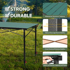 Portable Outdoor Adjustable Height Camping Table, Large for 2-6 Person, Foldable Roll-up Aluminum Camp Table with Carry Bag for Picnic, Camp, Sturdy, Stable, Loads 220 Lbs (Green)