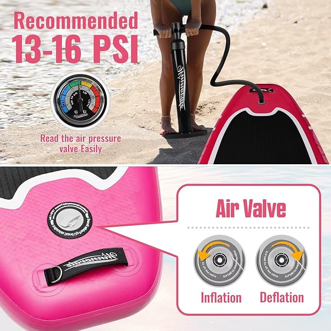 Inflatable Paddle Boards for Adults and Youth, 11'x33 Wood Grain Stand Up Paddle Board with SUP Accessories, Portable Inflatable Paddleboard for All Skill Levels,Blow Up Paddle Board as Present