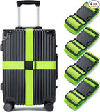 Luggage Straps for Suitcases 4 Pack, TSA Approved Travel Essentials, Luggage Strap for Travel Suitcase & Bag Closure and for Easy Identification, Travel Accessories for Safety & Convenience(Green)