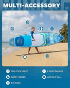 11’×34"×6" Extra Wide Inflatable Stand Up Paddle Board, Sup Board with Removable Fins, Backpack, Floating Paddle, Safety Leash, Floating Phone Case for Adults & Youth of All Skill Levels