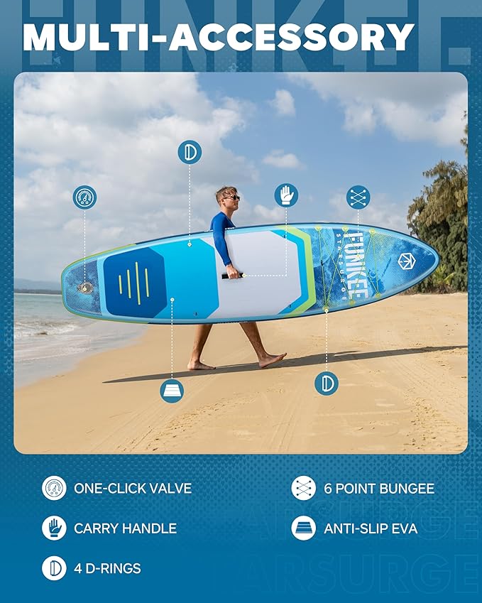 11’×34"×6" Extra Wide Inflatable Stand Up Paddle Board, Sup Board with Removable Fins, Backpack, Floating Paddle, Safety Leash, Floating Phone Case for Adults & Youth of All Skill Levels