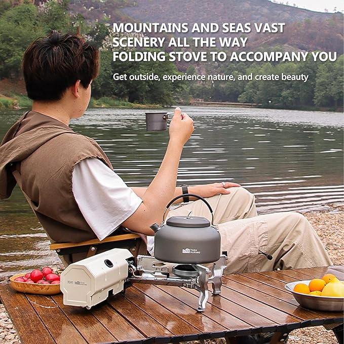 2600W Cassette Stove, Multi-Stage Adjustable Fire, Portable Gas Tank Butane Gas Stove with Storage Package, Easy to Carry for Camping, Picnic and Outdoor Travel (Milk White)