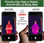 aZengear Emergency Survival Poncho (4pc) Thermal Mylar Foil Blanket for Heat Retention and Rain | Reversible with Hood | Waterproof, Windproof, Portable, Hands-Free, Outdoor Kit (Green)